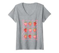 Femme Third Grade is My Jam Strawberry 3rd Grade Teacher Coquette T-Shirt avec Col en V