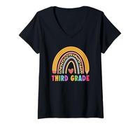 Femme Third Grade Teacher Student Boho Rainbow Back to School T-Shirt avec Col en V