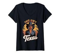 Femme This Ain't Texas Afro Cowgirl Bold Western Fashion Femme Homme T-Shirt avec Col en V