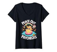 Femme This Chick is Retired Peace Out Paychecks Retirement T-Shirt avec Col en V