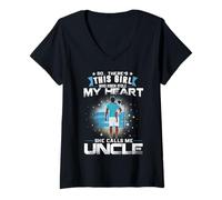 Femme This Girl Who Kinda Stole My Heart She Calls Me Uncle Dad T-Shirt avec Col en V
