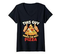 Femme This Guy Makes The Best Pizza - Chef Boulanger Amateur de Cuisine T-Shirt avec Col en V