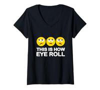 Femme This Is How Eye Roll Funny Cartoon I Rolling Emoticcons Pun T-Shirt avec Col en V