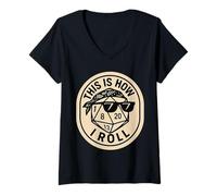 Femme This is How I Roll Jeu de société Amusant avec dés T-Shirt avec Col en V