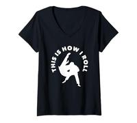 Femme This is How I Roll Judo Drôle Judo Heartbeat Martial Art T-Shirt avec Col en V