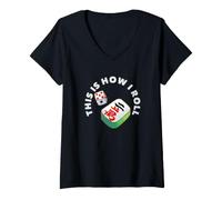 Femme This is How I Roll Mahjong Tile Game Humour T-Shirt avec Col en V