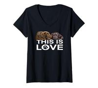 Femme This is Love Chocolate Lab Dog Labrador Retriever Love Marron T-Shirt avec Col en V