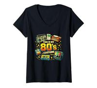 Femme This is My 80s Costume rétro Old School Technology Funny T-Shirt avec Col en V