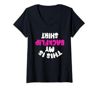 Femme This is My Backflip Shirt Funny Cheerleading Team Cheering T-Shirt avec Col en V