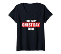 Femme This is my chest day musculation gym fun bodybuilding T-Shirt avec Col en V