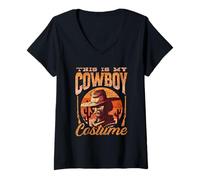 Femme This is My Cowboy Costume Mignon Texas Cowboys T-Shirt avec Col en V