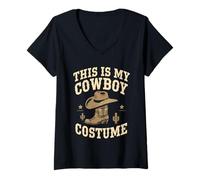 Femme This is My Cowboy Cowgirl Costume Western Country Rodéo T-Shirt avec Col en V