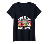 Femme This is My Disco Costume années 70 Funky Party années 70 60 Groove T-Shirt avec Col en V