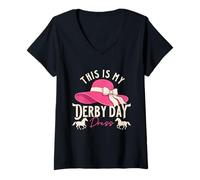 Femme This is My Dress - Fan de Course de Chevaux T-Shirt avec Col en V
