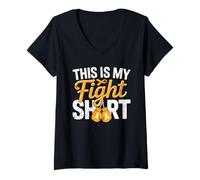 Femme This is My Fight Shirt Ruban Orange Sensibilisation Guerrier T-Shirt avec Col en V