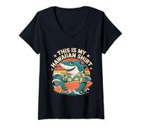 Femme This Is My Hawaiian Shirt Hawaï Tropical Luau Costume Party T-Shirt avec Col en V