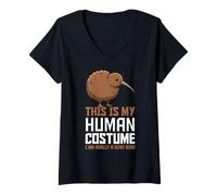 Femme This is My Human Costume I Am Really A Kiwi Bird Nouvelle-Zélande T-Shirt avec Col en V