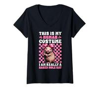 Femme This is My Human Costume I Am Really A Naked Taupe Rat Drôle T-Shirt avec Col en V