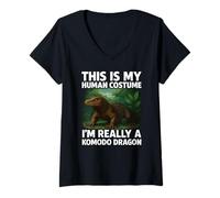 Femme This is My Human Costume I'm A Komodo Dragon Halloween Easy T-Shirt avec Col en V