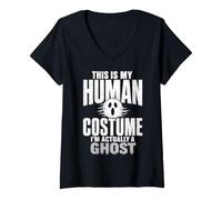 Femme This is My Human Costume I'm Actually A Ghost T-Shirt avec Col en V