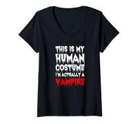 Femme This is My Human Costume I'm Actually A Vampire T-Shirt avec Col en V