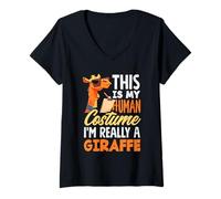 Femme This is My Human Costume Im Really A Girafe Amusant Halloween T-Shirt avec Col en V