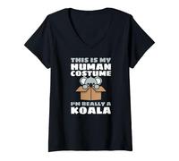 Femme This is My Human Costume I'm Really A Koala T-Shirt avec Col en V