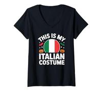 Femme This is My Italian Costume Drapeau de l'Italie Costume d'halloween Facile T-Shirt avec Col en V