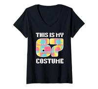 Femme This is My Lazy Halloween 67 Costume Brainrot Meme T-Shirt avec Col en V