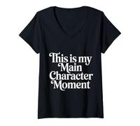 Femme This is My Main Character Moment - T-Shirt avec Col en V