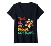 Femme This is My Purim Costume Jewish Hamantaschen Magen David T-Shirt avec Col en V