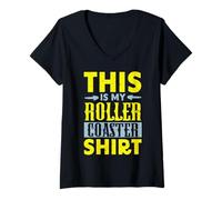 Femme This is My Roller Coaster Shirt Rollercoaster Amusement Ride T-Shirt avec Col en V
