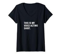 Femme This Is My Voice Acting Shirt - Acteur Actrice Vlog Vlogging T-Shirt avec Col en V