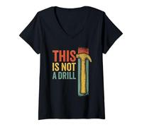 Femme This is Not A Drill Colored Funny Hammer Retro Vintage T-Shirt avec Col en V