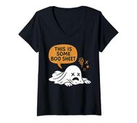 Femme This is Some Boo Sheet - Halloween Ghost Fell Funny T-Shirt avec Col en V