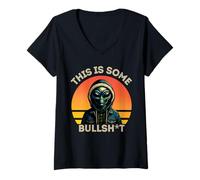 Femme This is Some Bullshit Resident Funny Sjurer Alien Science T-Shirt avec Col en V