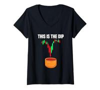 Femme This is The Dip Trader Actions Bourse Bourse T-Shirt avec Col en V