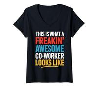 Femme This Is What A Freakin' Awesome Co-Worker Looks Like T-Shirt avec Col en V