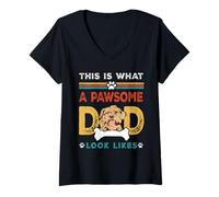 Femme This is What A Pawsome Dad Look Likes Cockapoo Dog Dad T-Shirt avec Col en V