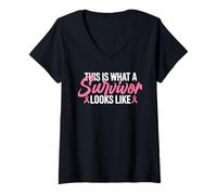 Femme This is What A Survivor Looks Like Ruban Rose T-Shirt avec Col en V