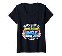 Femme This is What an Awesome Uncle Looks Like New Niece Neveu T-Shirt avec Col en V