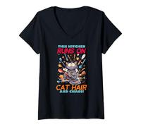 Femme This Kitchen Runs on Cat Hair and T-Shirt avec Col en V