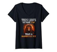 Femme This Leo's GOT More Fire Than A Barbecue Pit T-Shirt avec Col en V