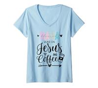 Femme This Mama Runs on Coffee Jesus Praying Mama Coffee Jesus Mom T-Shirt avec Col en V