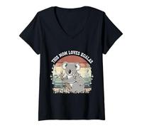 Femme This Mom Loves Koalas Vintage Retro Animal Design T-Shirt avec Col en V