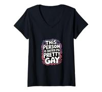 Femme This Person Is Rated PG Pretty Gay Pride LGBTQ ---- T-Shirt avec Col en V