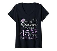 Femme This Queen Makes 45 Look Fabulous 45th Birthday Violet Style T-Shirt avec Col en V