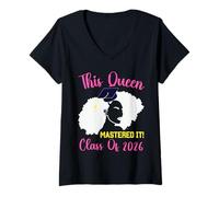 Femme This Queen Mastered It Masters Graduation Class of 2026 T-Shirt avec Col en V