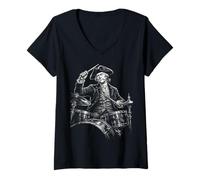 Femme Thomas Jefferson Tambour T-Shirt avec Col en V
