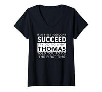 Femme Thomas Nom drôle Blague Noël Anniversaire Papa Homme père Tom T-Shirt avec Col en V